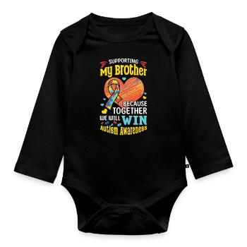 Soutenir mon frère ensemble Sensibilisation à l’autisme - Body Bébé bio manches longues - noir - Devant