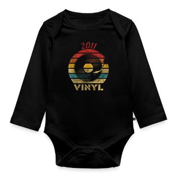 2011 Vinyle Rétro Record Vintage Music - Body Bébé bio manches longues - noir - Devant