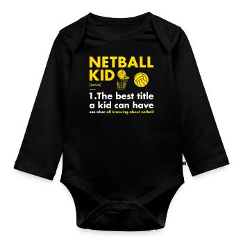 Sport Enfant Définition Netball - Body Bébé bio manches longues - noir - Devant