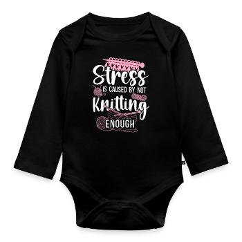 Le stress du tricot est causé - Body Bébé bio manches longues - noir - Devant