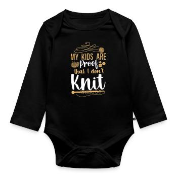 Knitting Knitter My Kids Are Proof - Baby Bio-Langarm-Body - Schwarz - Vorne
