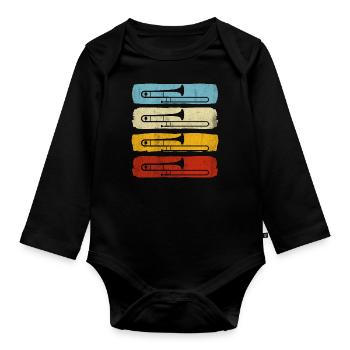 Musique de cuivres pour trompette - Body Bébé bio manches longues - noir - Devant