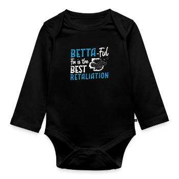 Funny Betta-ful Fin ist der beste Vergeltungsmann - Baby Bio-Langarm-Body - Schwarz - Vorne