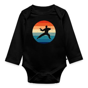 Kung Fu Wushu Women's Martial Arts Men Kungfu - Organic Longsleeve Baby Bodysuit - black - Front