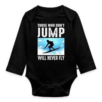 Skysurfing Fallschirmspringen Extremsport Fallschirmspringer Lustig - Baby Bio-Langarm-Body - Schwarz - Vorne