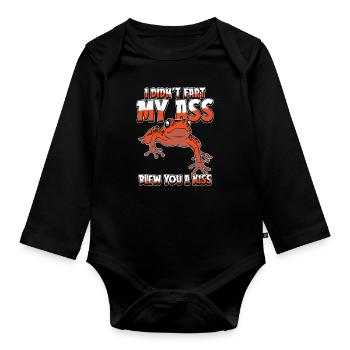 Giftfrosch I Didnt Fart My Butt Blew You A Kiss - Baby Bio-Langarm-Body - Schwarz - Vorne