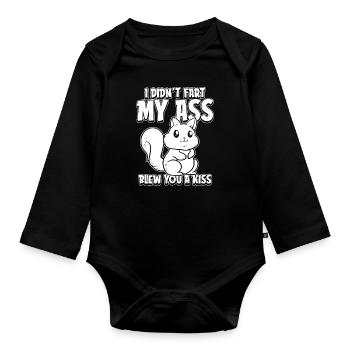 Squirrel - Organic Longsleeve Baby Bodysuit - black - Front