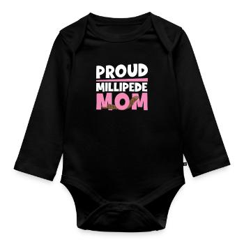 Fantastic centipede mother for a - Organic Longsleeve Baby Bodysuit - black - Front