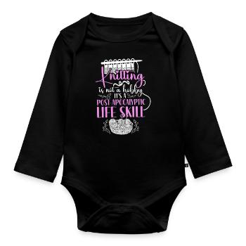 Knitting Knitter Knitting Is Not A - Organic Longsleeve Baby Bodysuit - black - Front