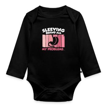 Derrière tous mes problèmes... Drôle de gastrique - Body Bébé bio manches longues - noir - Devant
