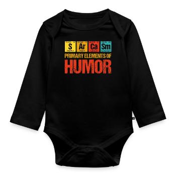 Sarcasme - Principaux éléments d’humour - Body Bébé bio manches longues - noir - Devant