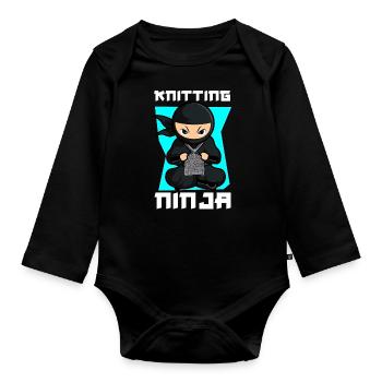 Knitting Knitter Ninja Knitting - Baby Bio-Langarm-Body - Schwarz - Vorne