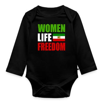 Women life freedom - Body Bébé bio manches longues - noir - Devant