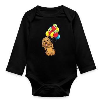 Cockapoo chien avec ballons - Body Bébé bio manches longues - noir - Devant