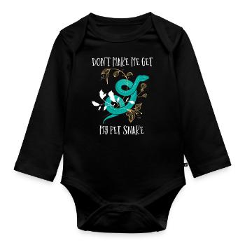Schlange, Reptil - Schlangen - Baby Bio-Langarm-Body - Schwarz - Vorne