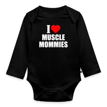 I love muscle mommies - Baby Bio-Langarm-Body - Schwarz - Vorne