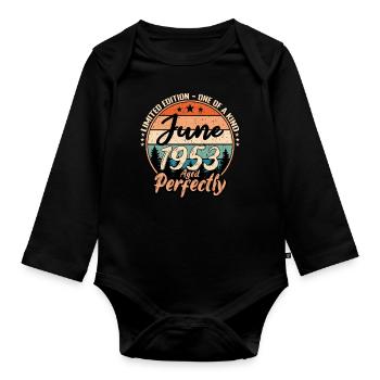 June 1953 anniversary 1953 legends June - Organic Longsleeve Baby Bodysuit - black - Front