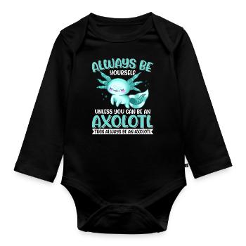 Axolotl Amphibie Lurch Salamander - Baby Bio-Langarm-Body - Schwarz - Vorne