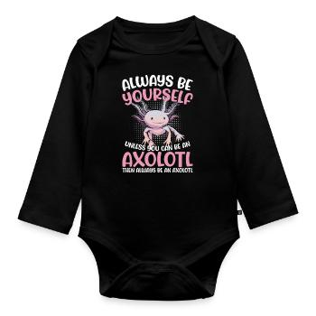 Axolotl Amphibie Lurch Salamander - Baby Bio-Langarm-Body - Schwarz - Vorne