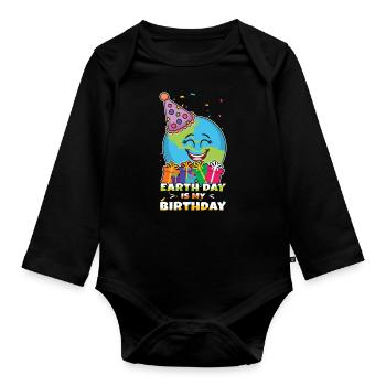 Protect Oceans Day Earth Day auch meine Geburt - Baby Bio-Langarm-Body - Schwarz - Vorne