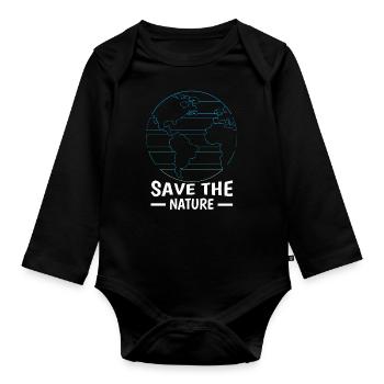 Minimalist Save Nature Oceans Day Earth Day - Organic Longsleeve Baby Bodysuit - black - Front