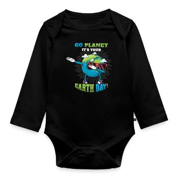 Save Nature Oceans Day Go Planet Es ist Earth Day - Baby Bio-Langarm-Body - Schwarz - Vorne