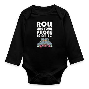 Inline Skater - Baby Bio-Langarm-Body - Schwarz - Vorne