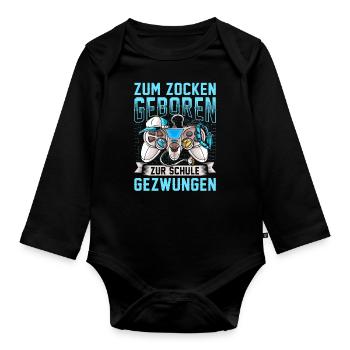 Zocken - Baby Bio-Langarm-Body - Schwarz - Vorne