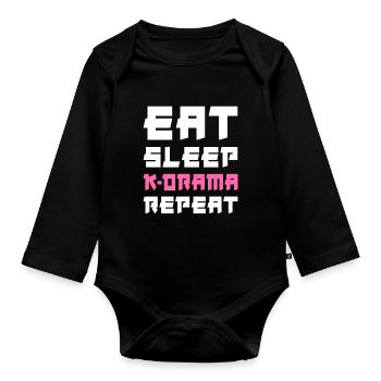 Manger dormir K-Drama Répéter - Body Bébé bio manches longues - noir - Devant