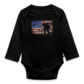 Boccia Retro USA Flag Boules 4 juillet Boccia - Body Bébé bio manches longues - noir - Devant