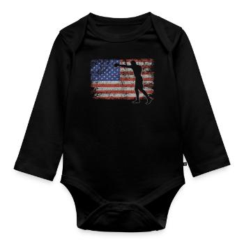 Boxe Rétro USA Flag MMA 4 juillet Boxe - Body Bébé bio manches longues - noir - Devant
