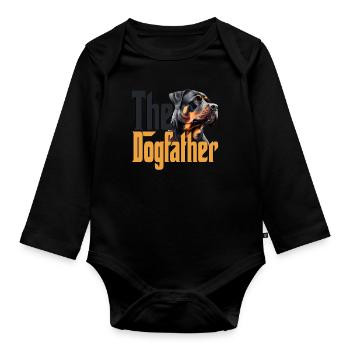 Rottweiler Chien Papa Chien Père Chiens Papa Père Rouge - Body Bébé bio manches longues - noir - Devant