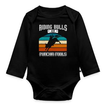 Cowboy Bull Riding Bulls - Body Bébé bio manches longues - noir - Devant