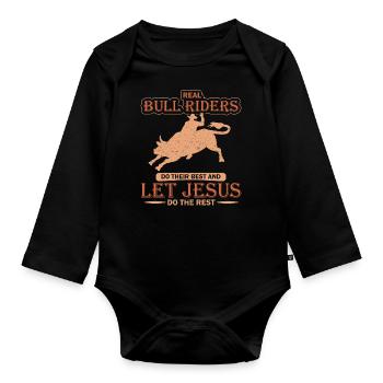 Cowboy Bull Riding Bulls - Organic Longsleeve Baby Bodysuit - black - Front