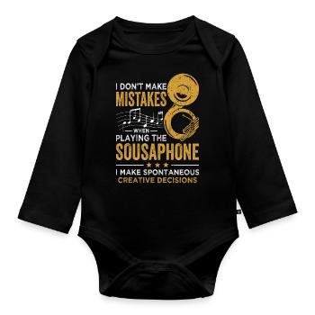 Sousaphon Blasmusik Orchester Blaskapelle - Baby Bio-Langarm-Body - Schwarz - Vorne
