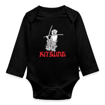 Kitsune Mask Japon Anime Kumiho Manga Fox Otaku - Body Bébé bio manches longues - noir - Devant