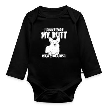 Corgi Je n’ai pas pété mes fesses t’a soufflé un baiser - Body Bébé bio manches longues - noir - Devant