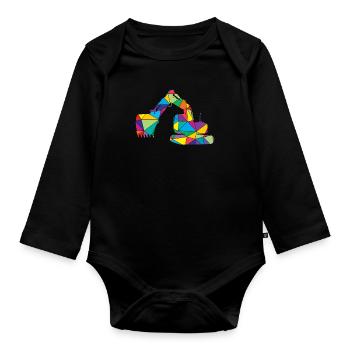 Excavator Polygon Construction Site Excavator - Organic Longsleeve Baby Bodysuit - black - Front