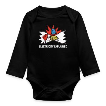 Electricity explained - Ohm Volt Ampere - Baby Bio-Langarm-Body - Schwarz - Vorne