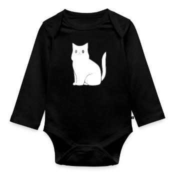 Chat Animal Icône Animal De Compagnie - Body Bébé bio manches longues - noir - Devant