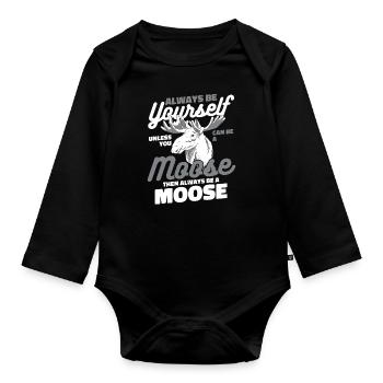 Elch Elche Hirsch Tier - Baby Bio-Langarm-Body - Schwarz - Vorne