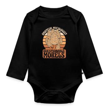 Mushroom Mushrooms Funghi Mushroom - Organic Longsleeve Baby Bodysuit - black - Front