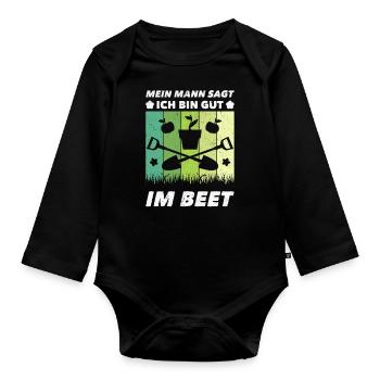 Gärtner Ich Bin Gut Im Beet - Baby Bio-Langarm-Body - Schwarz - Vorne