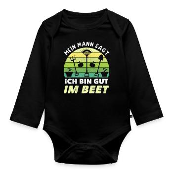 Gärtner Ich Bin Gut Im Beet - Baby Bio-Langarm-Body - Schwarz - Vorne