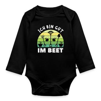 Gärtner Ich Bin Gut Im Beet - Baby Bio-Langarm-Body - Schwarz - Vorne