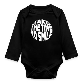 Take the Time to smile - Baby Bio-Langarm-Body - Schwarz - Vorne