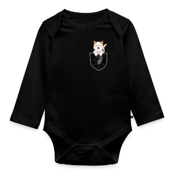 Location de chats Cadeau Propriétaire de Chat - Body Bébé bio manches longues - noir - Devant