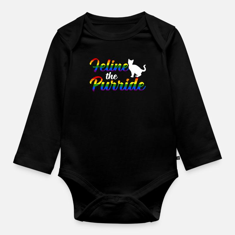 Chat LGBT - Body Bébé bio manches longues - noir