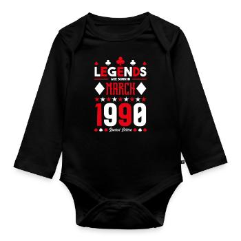 cadeau d'anniversaire Mars 1990. jeux de carte . - Body Bébé bio manches longues - noir - Devant