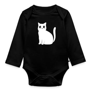 Dessin animé Anime Chat Animal - Body Bébé bio manches longues - noir - Devant